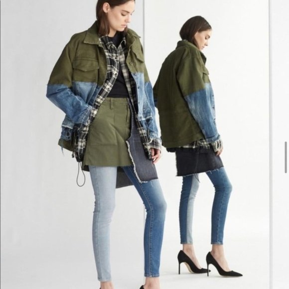 HUDSON Asymmetrical Edgy Split Denim Mini Skirt - Picture 3 of 7